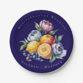 Mediterraan citrus boeket bruiloft papieren bordje (Voorkant)