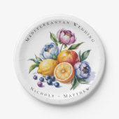 Mediterraan citrus boeket bruiloft papieren bordje (Voorkant)