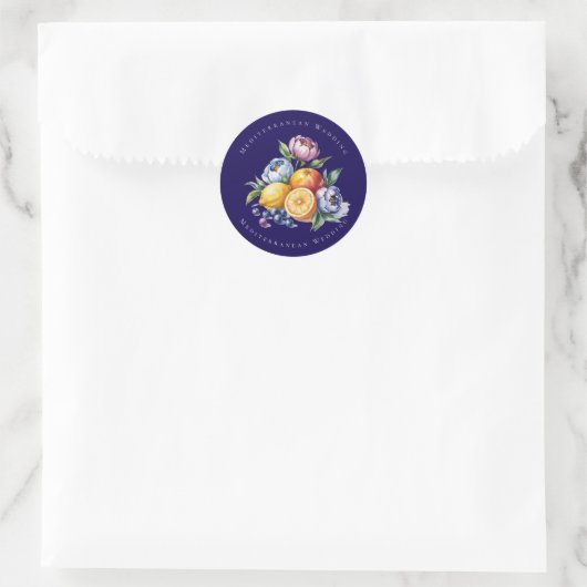 Mediterraan citrus boeket bruiloft ronde sticker (Tas)