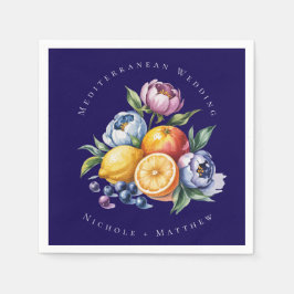 Mediterraan citrus boeket bruiloft servet