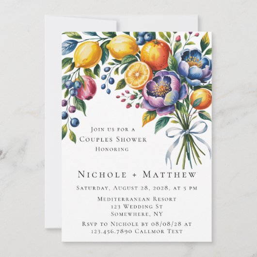 Mediterraan citrus boeket koppels douche kaart (Voorkant)