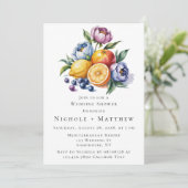 Mediterraan Citrus Boeket Trouwdouche Kaart (Staand voorkant)