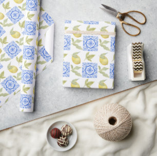 Mediterraan citrus citroen patroon cadeaupapier