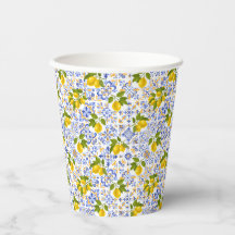 Mediterraan citrus citroen patroon papieren bekers