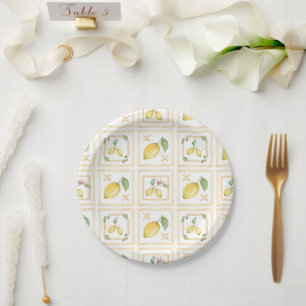 Mediterraan citrus citroen patroon papieren bordje