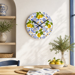 Mediterraan citrus citroen patroon ronde klok