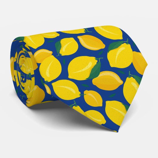 Mediterraan Citrus Citroen Patroon Stropdas (Opgerold)