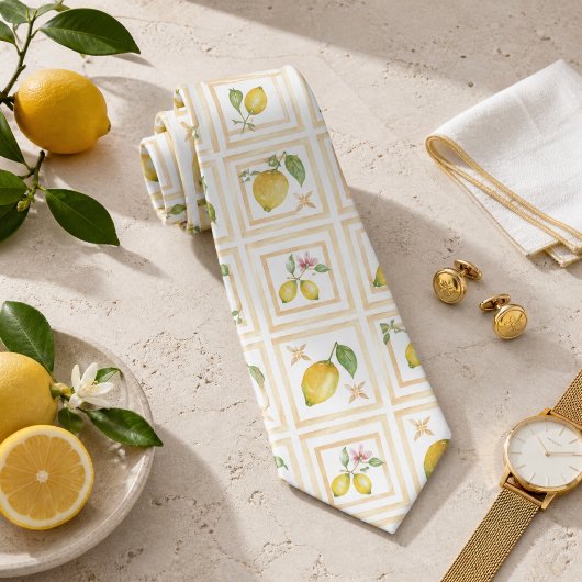 Mediterraan citrus citroen patroon stropdas