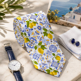 Mediterraan citrus citroen patroon stropdas