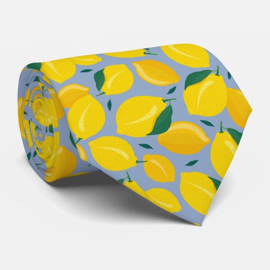 Mediterraan Citrus Citroen Patroon Stropdas (Opgerold)
