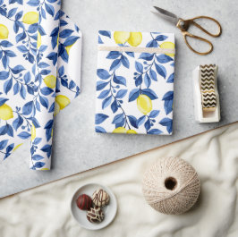 Mediterraan citrus citroenpatroon cadeaupapier