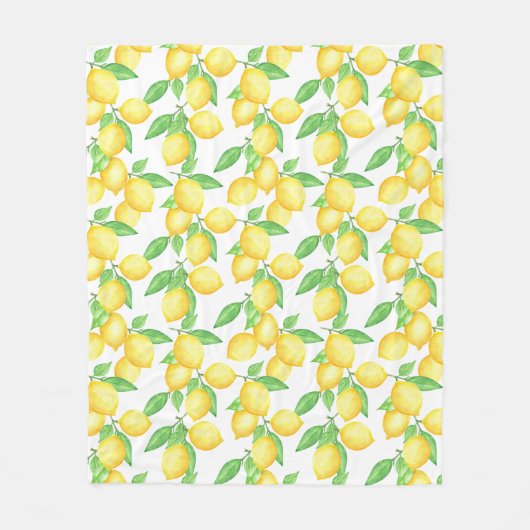 Mediterraan citrus citroenpatroon fleece deken (Voorkant)