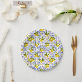 Mediterraan citrus citroenpatroon papieren bordje
