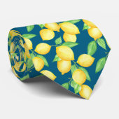 Mediterraan citrus citroenpatroon stropdas (Opgerold)