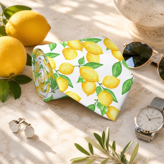 Mediterraan citrus citroenpatroon stropdas