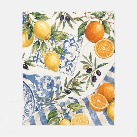Mediterraan citrus keukendoek fleece deken (Voorkant)