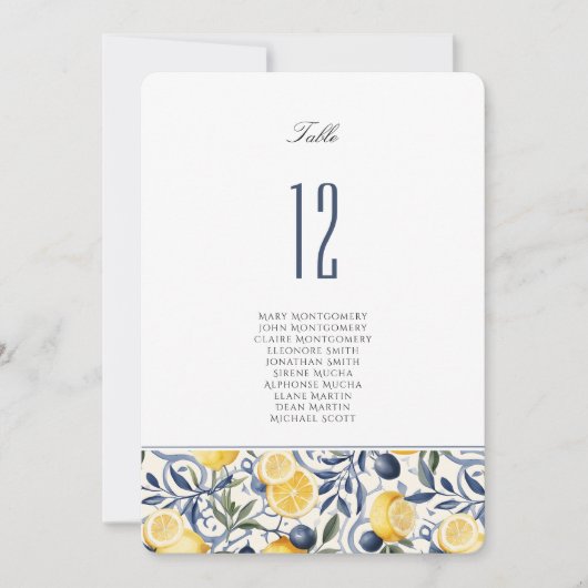 Mediterraan Citrus Tafelnummer Kaart (Voorkant)