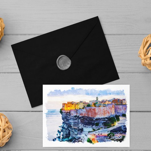 Mediterraan Corsica Frankrijk Elegante Waterverf Briefkaart