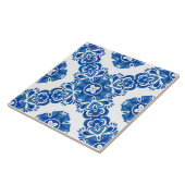 Mediterraan decoratief blauw en wit patroon tegeltje (Zijkant)