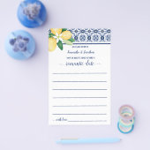 Mediterraan Deel een Datum Idee Douche Game Kaart (Enkel)