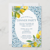 Mediterraan Diner Party Blauw Mozaïek Tegel Save The Date (Voorkant)