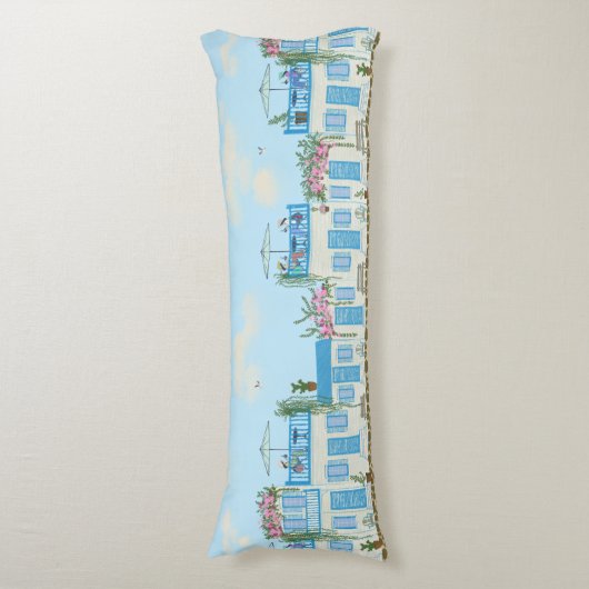 Mediterraan dorp met esthetische kustlijn lichaamskussen (Voorkant Verticaal)