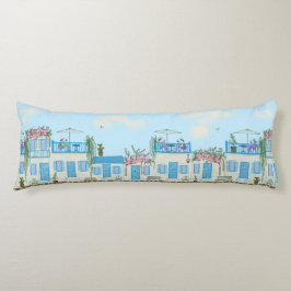 Mediterraan dorp met esthetische kustlijn lichaamskussen