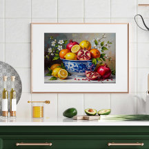 Mediterraan fruitmand stilleven olieverfschilderij