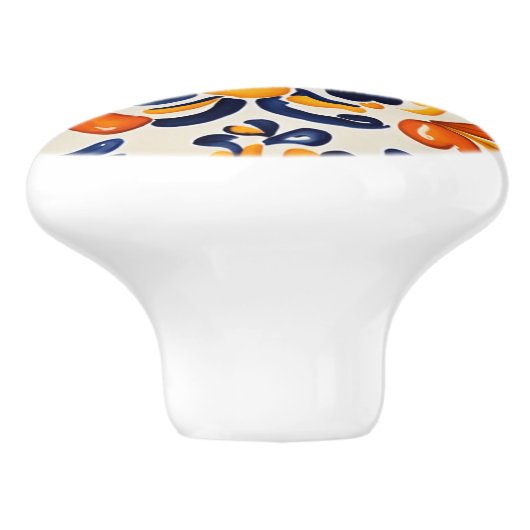 Mediterraan Geel Blauw Floral Siciliaanse Bloem Keramische Knop (Zijkant)