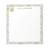 Mediterraan geel blauw Tegel patroon Notitieblok (Voorkant)