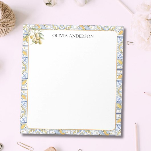 Mediterraan geel blauw Tegel patroon Notitieblok