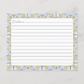 Mediterraan Geel Blauw Tegels Familie Recept Kaart (Achterkant)