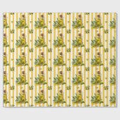 Mediterraan Geel Streeppatroon Olijfolie Cadeaupapier (Vlak)