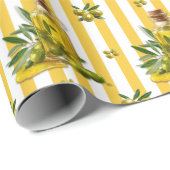 Mediterraan Geel Streeppatroon Olijfolie Cadeaupapier (Rol Hoek)