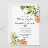 Mediterraan Gele Citroen Olijf Perziken Bruiloft Kaart (Voorkant)