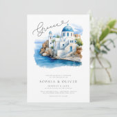 Mediterraan Griekenland Bestemming Huwelijk Kaart (Staand voorkant)