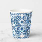 Mediterraan Grieks Blauwe tegel baby shower Papieren Bekers (Achterkant)