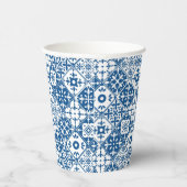 Mediterraan Grieks Blauwe tegel baby shower Papieren Bekers (Rechts)