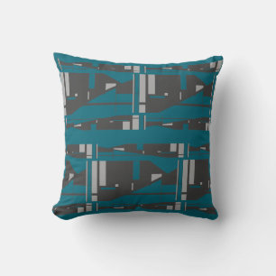 Mediterraan Grijs Charcoal Turquoise Large Mosaic Kussen