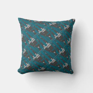 Mediterraan Grijze Houtskool Turquoise Gekantelde Kussen