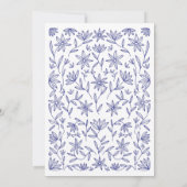 Mediterraan Huwelijk Blauw Wit Bloemen Kaart (Achterkant)