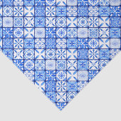 Mediterraan Italiaans blauw en wit tegels patroon Tissuepapier (Detail)