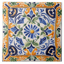 Mediterraan Italiaans Blauw & Geel Bloemen