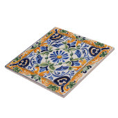 Mediterraan Italiaans Blauw & Geel Bloemen Tegeltje (Zijkant)