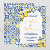 Mediterraan Italiaans Blauw Tegel & Citroen Bruilo Kaart (Voorkant / Achterkant)