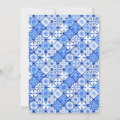 Mediterraan Italiaans Blauw Tegel Citroen Bruiloft Save The Date (Achterkant)