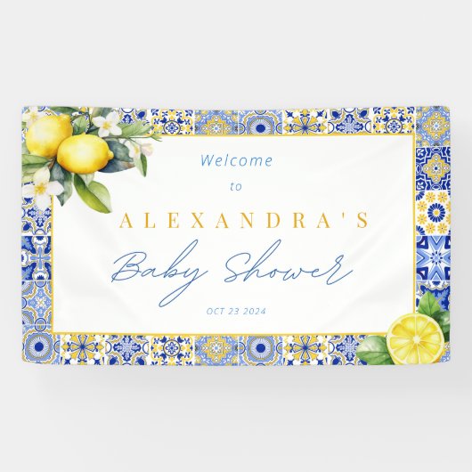 Mediterraan Italiaans Citroen Baby shower Banner (Horizontaal)