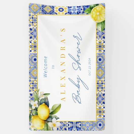 Mediterraan Italiaans Citroen Baby shower Banner (Verticaal)