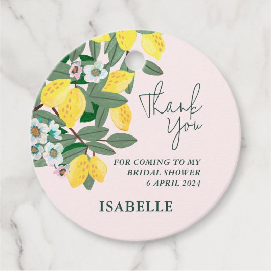 Mediterraan Italiaans Citroen Roze Vrijgezellenfee Bedankjes Labels (Voorkant)