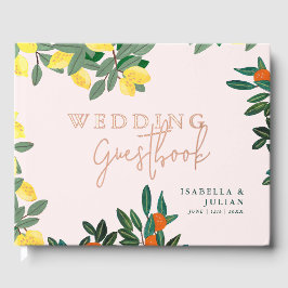 Mediterraan Italiaans Griekenland Lemon Pink Weddi Gastenboek